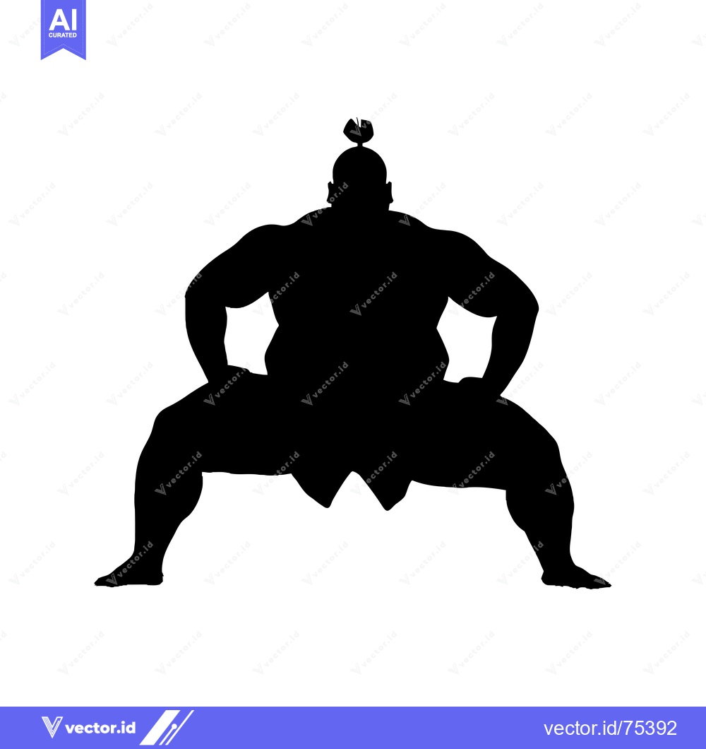 Premium Vector dari Silhouette of a Sumo Wrestler in a Fighting Stance