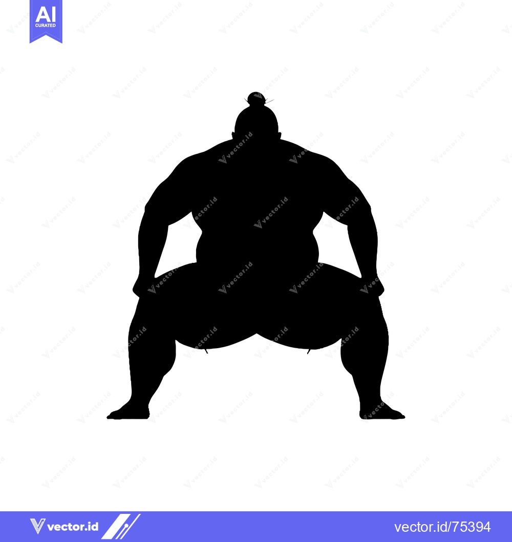 Premium Vector of Silhouette of a sumo wrestler in a fighting stance