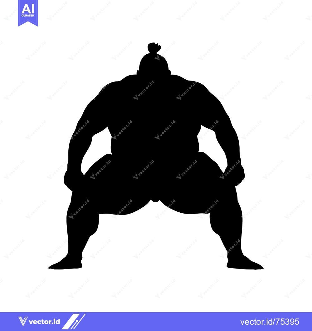 Premium Vector dari Silhouette of a Sumo Wrestler in a Fighting Stance