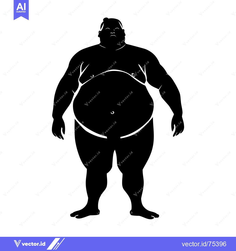 Premium Vector dari Silhouette of a Standing Overweight Man