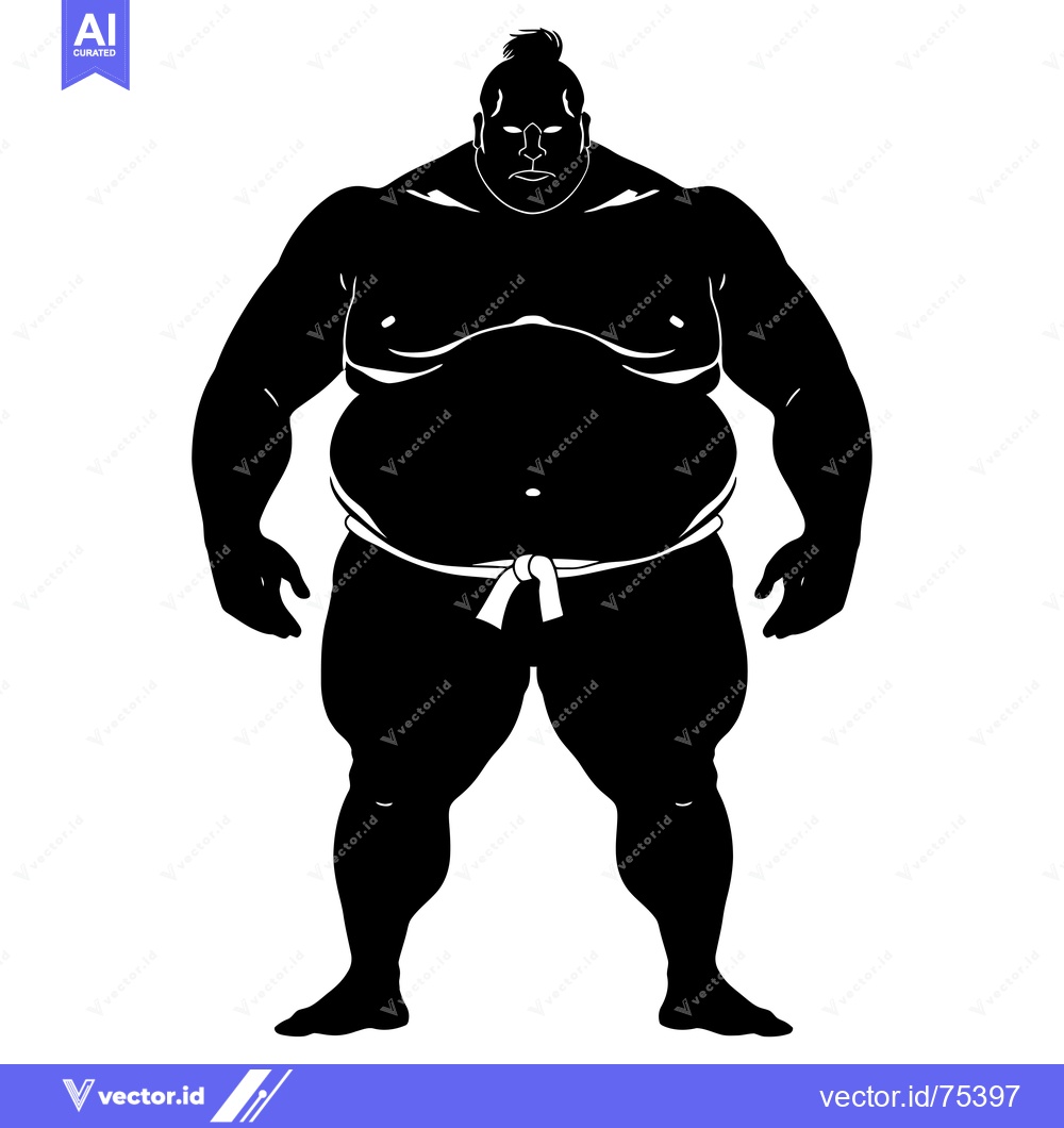 Premium Vector dari Silhouette of a Sumo Wrestler with a White Belt