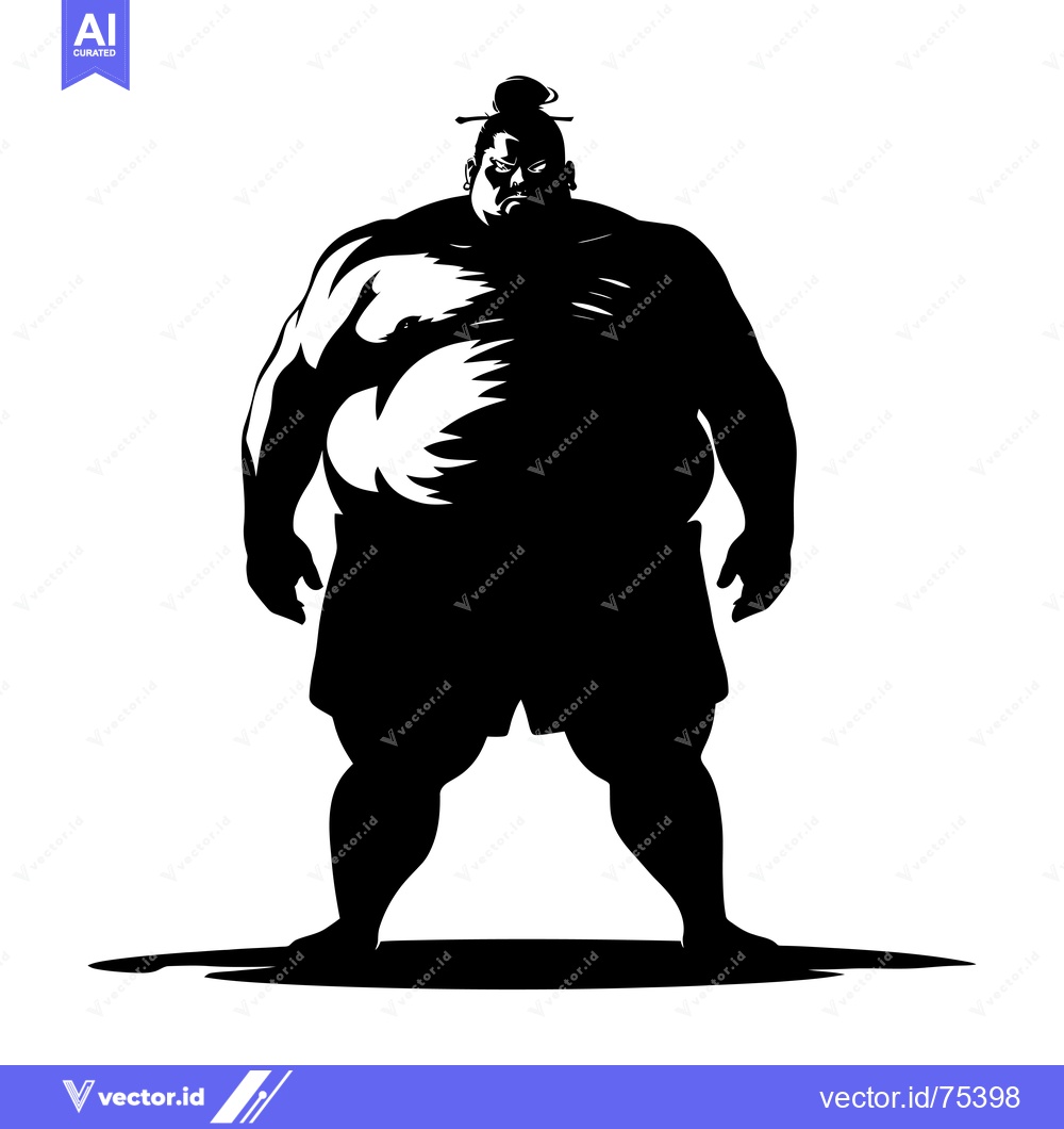 Premium Vector dari Silhouette of a Sumo Wrestler with a Serious Expression