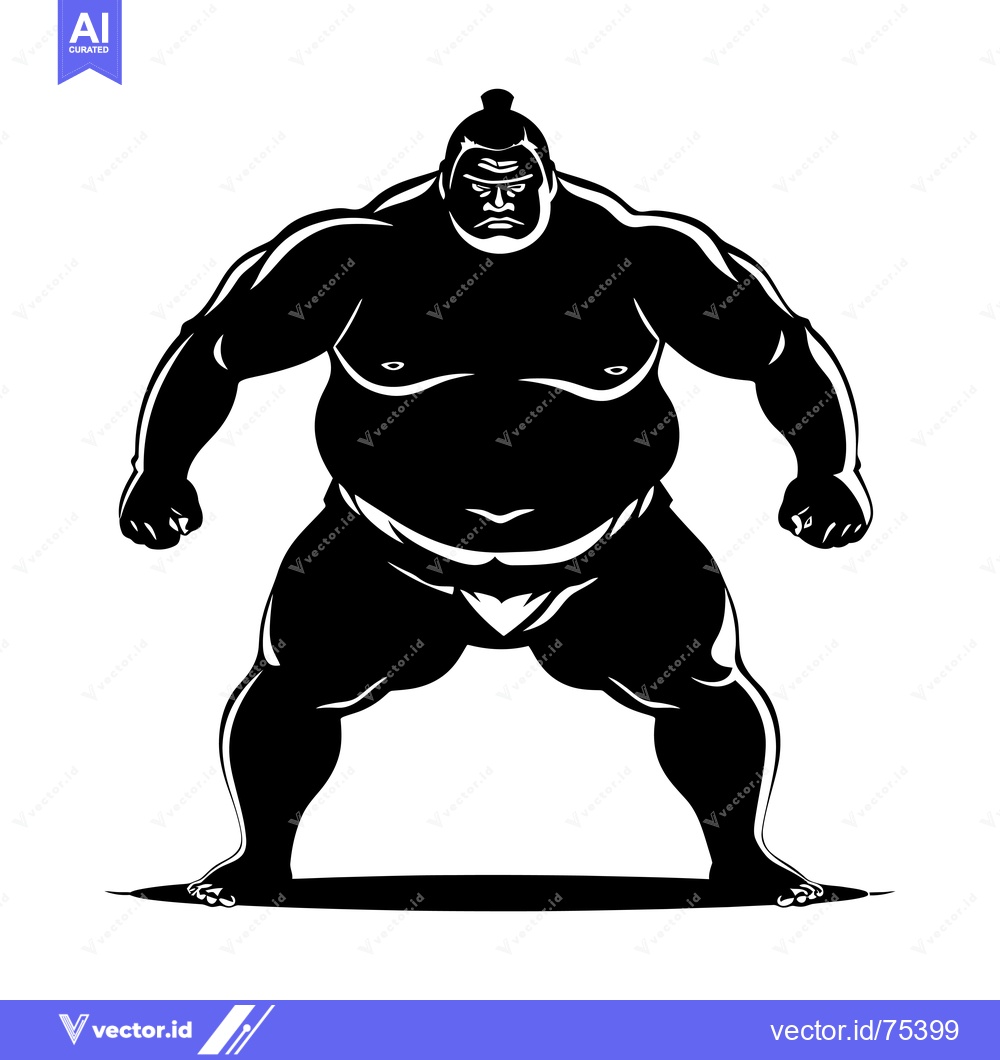 Premium Vector dari Silhouette of a Sumo Wrestler in a Fighting Stance