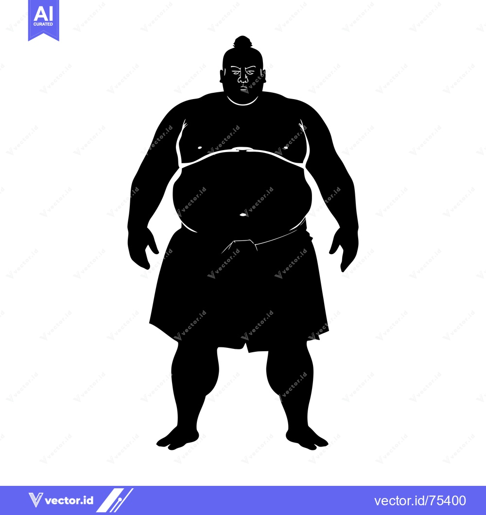 Premium Vector of Silhouette of a Japanese Sumo Wrestler Standing with a Serious Express
