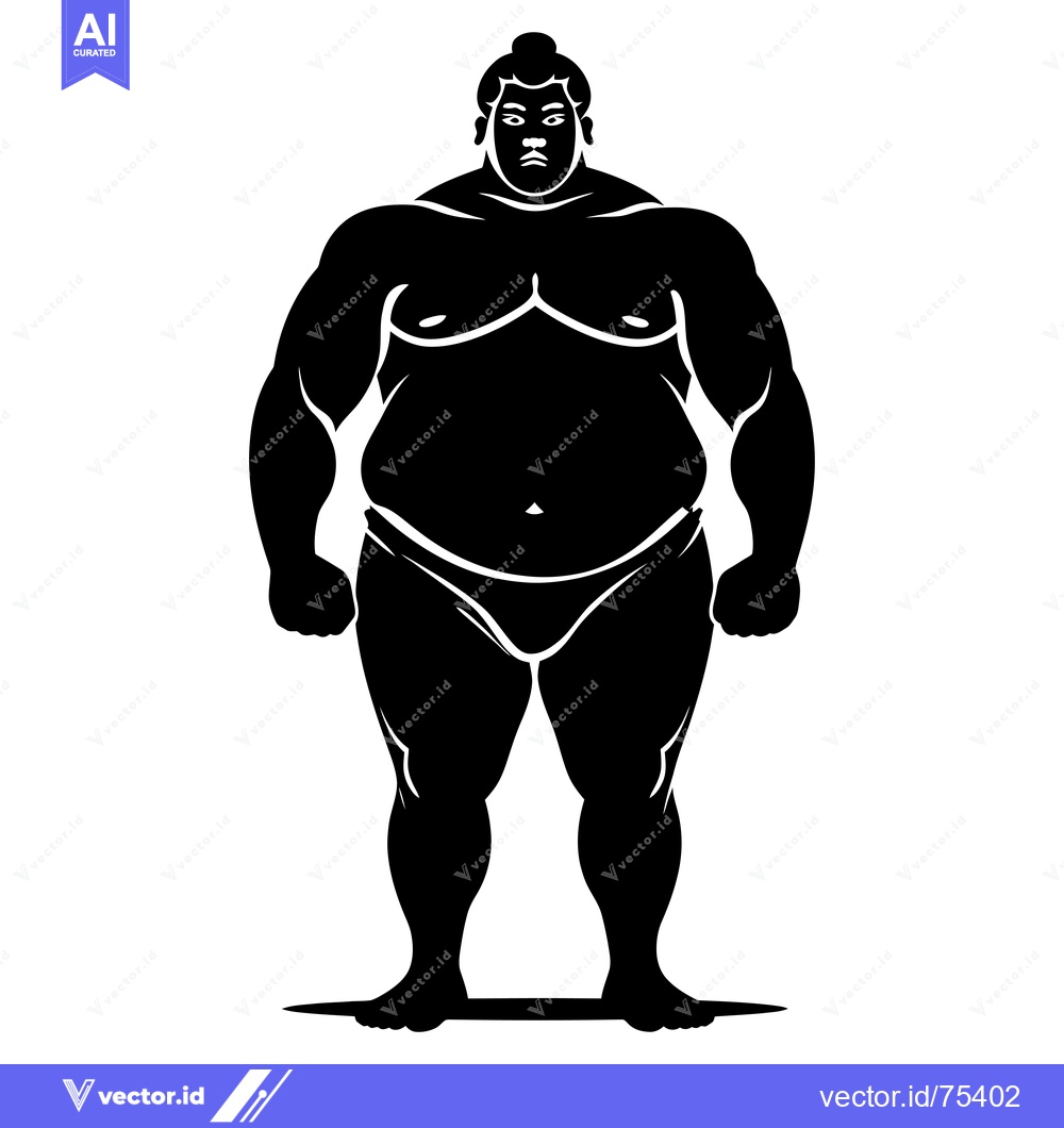 Premium Vector dari Black and White Silhouette of a Sumo Wrestler