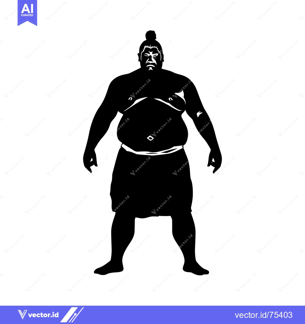 Premium Vector of Silhouette of a Japanese Sumo Wrestler with a Topknot