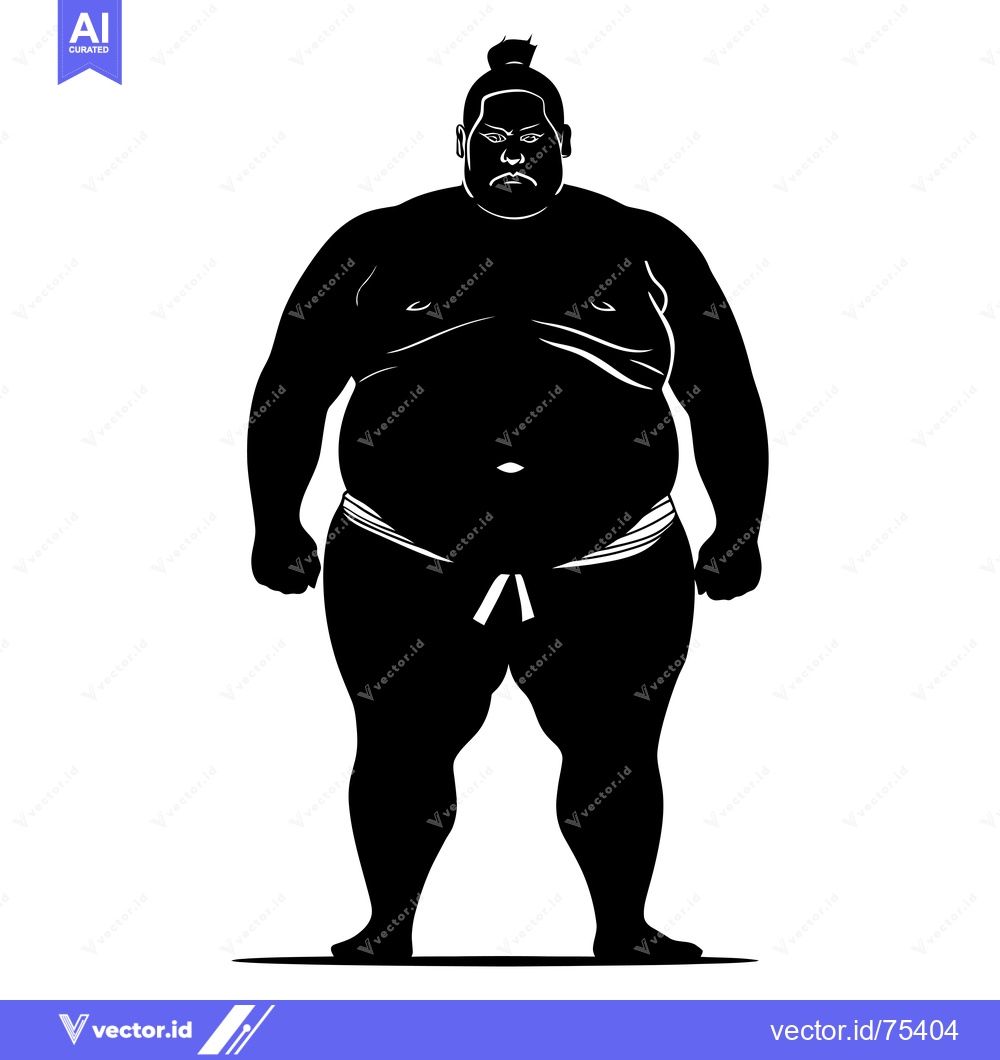 Premium Vector of Black and white silhouette of a sumo wrestler