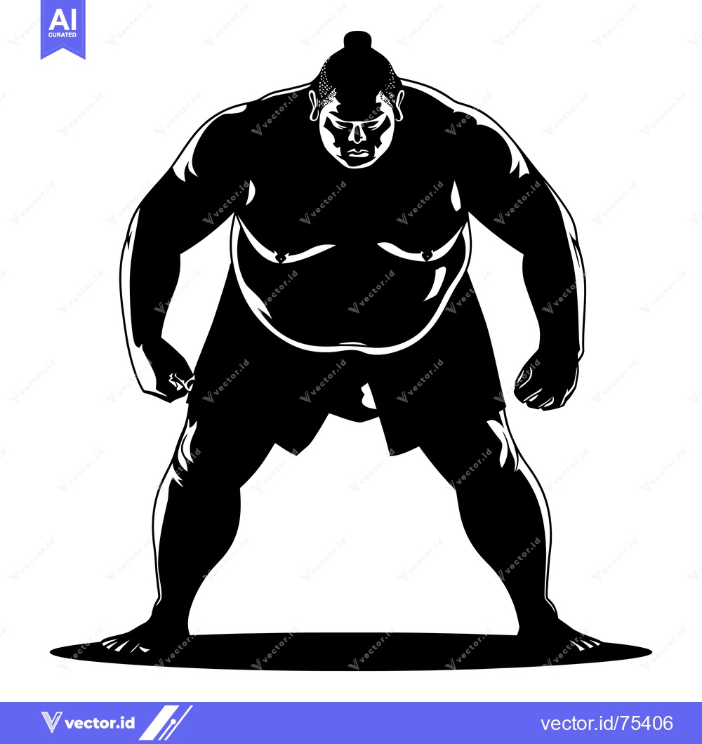 Premium Vector dari Silhouette of a Sumo Wrestler in a Fighting Stance