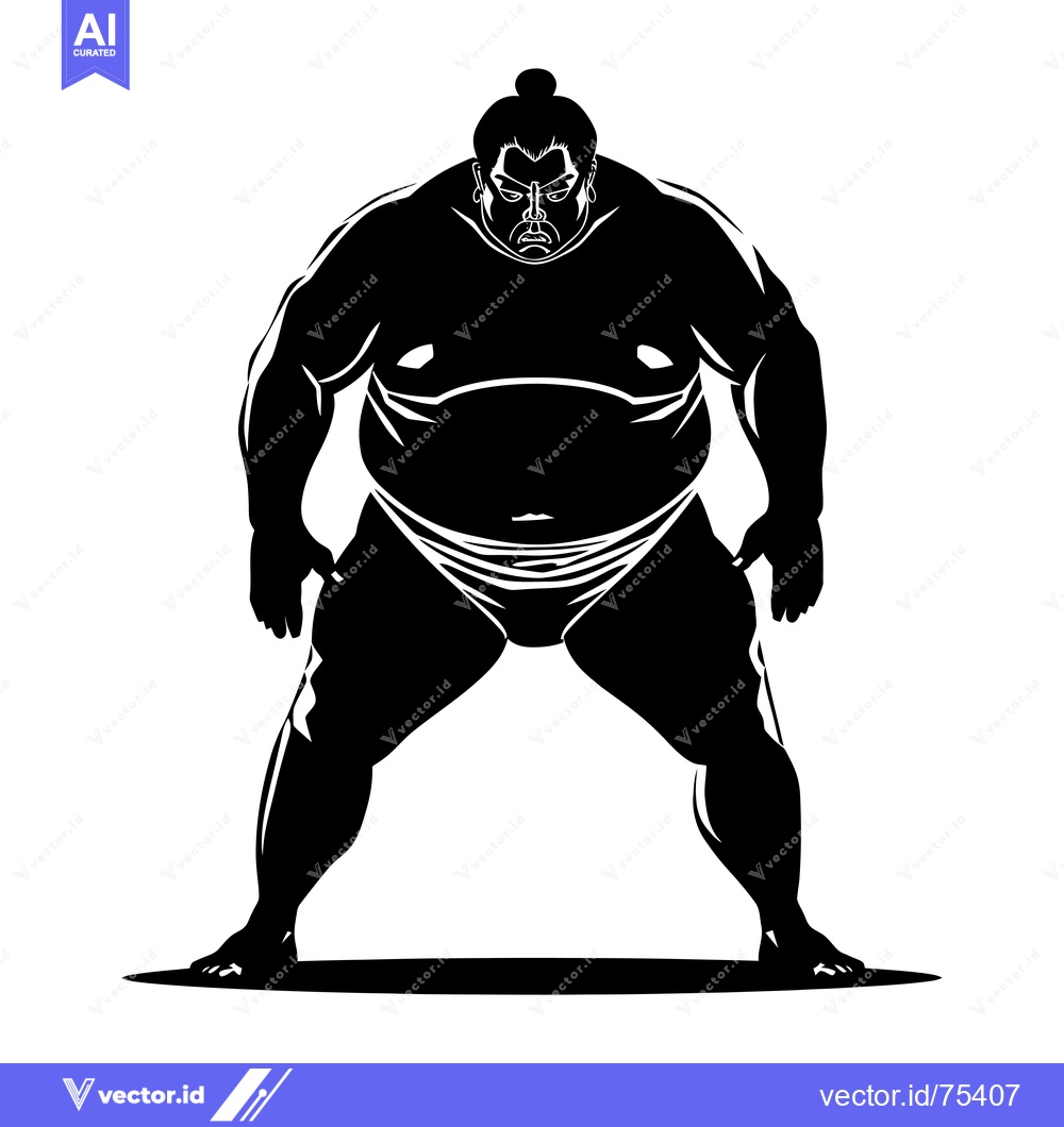 Premium Vector dari Black and White Silhouette of a Sumo Wrestler
