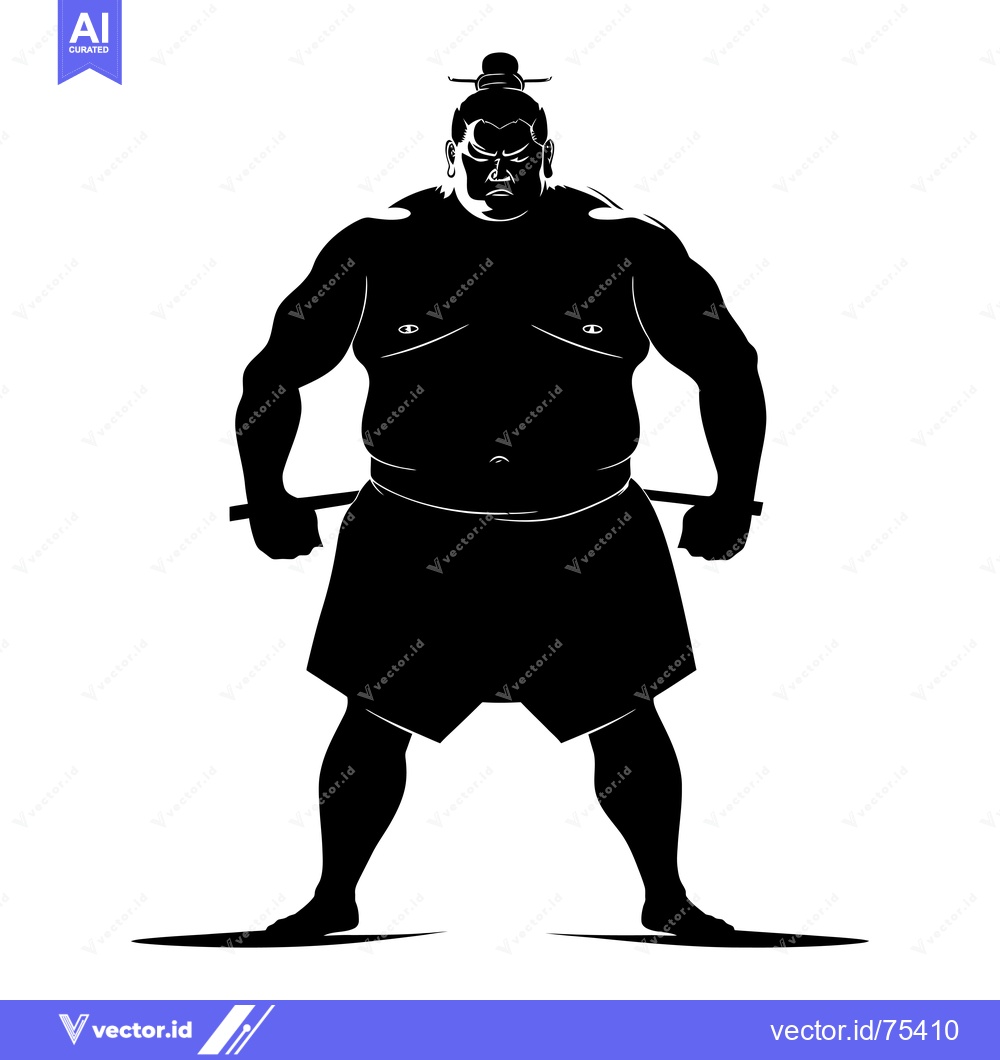 Premium Vector dari Silhouette of a Sumo Wrestler in a Fighting Stance