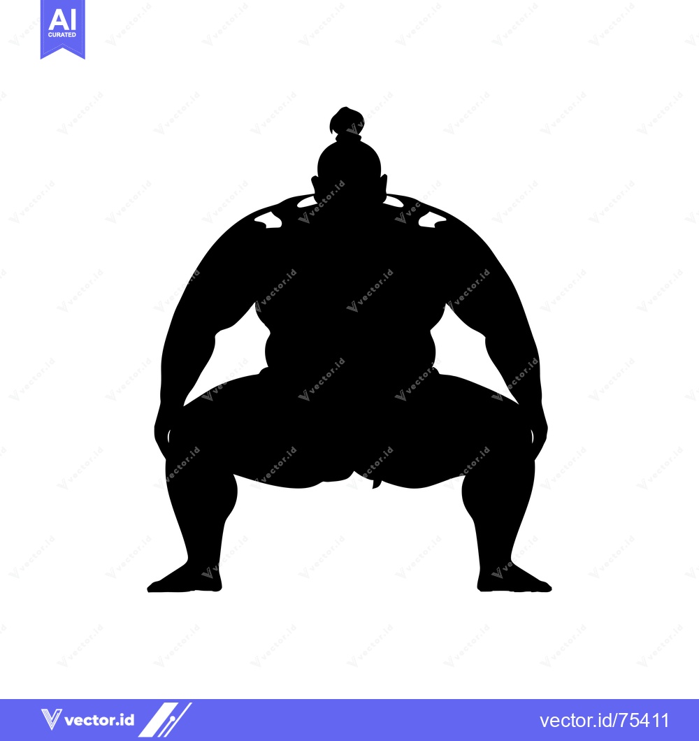 Premium Vector of Silhouette of a Sumo Wrestler in a Fighting Stance