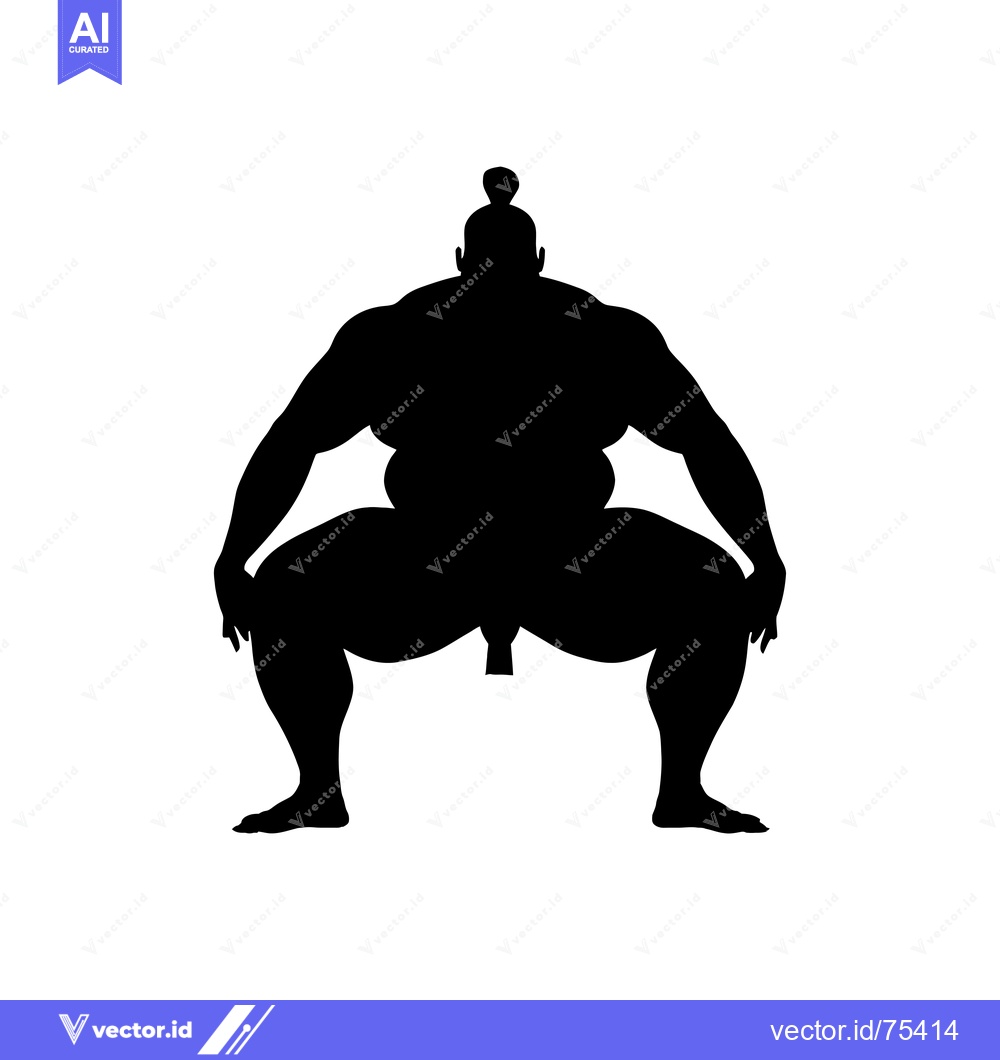 Premium Vector of Silhouette of a Sumo Wrestler in a Fighting Stance
