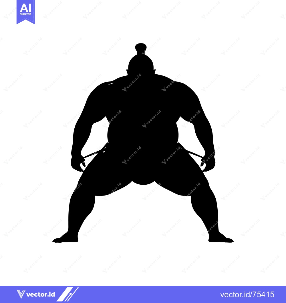 Premium Vector of Silhouette of a Sumo Wrestler in Fighting Stance