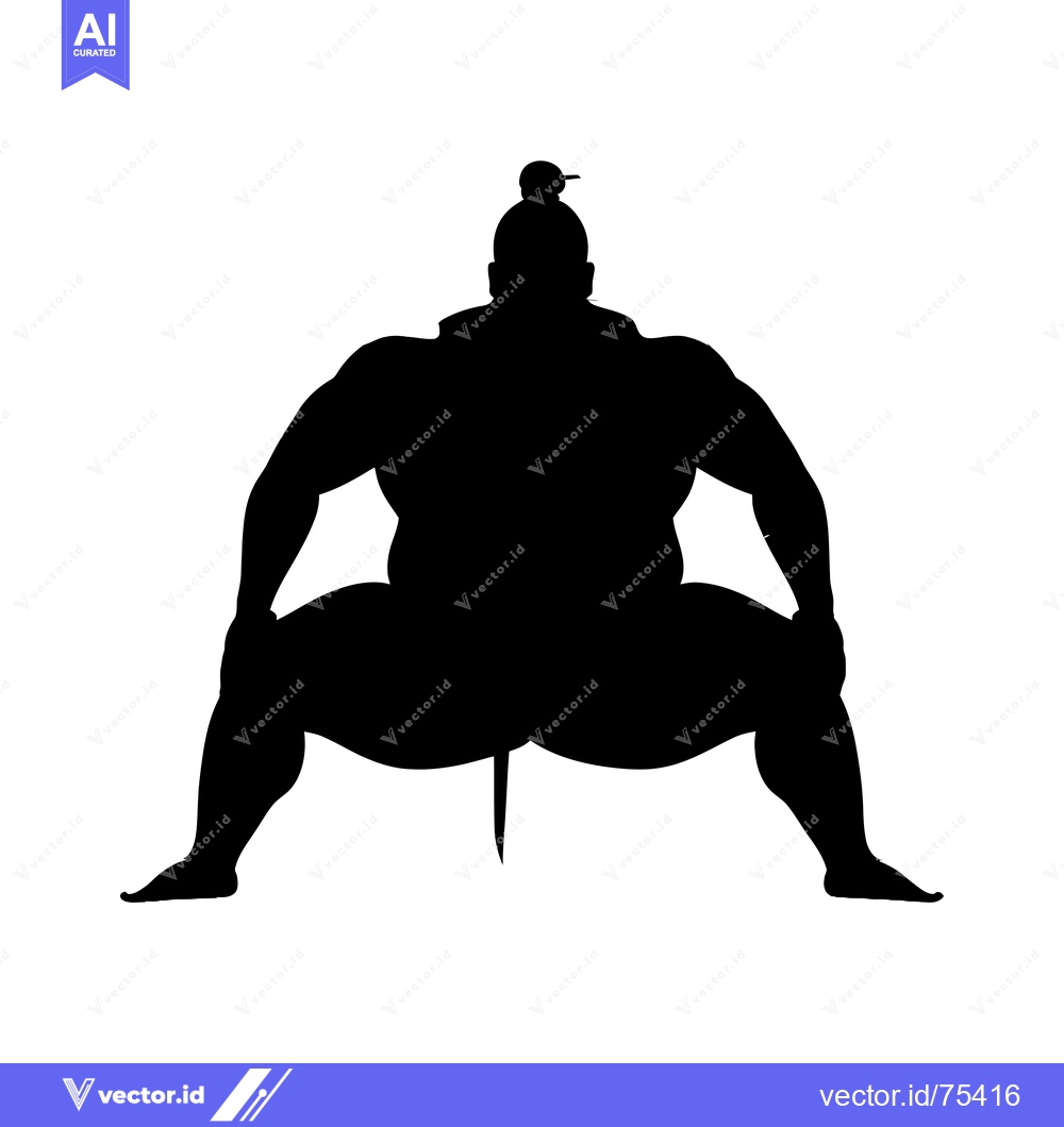 Premium Vector of Silhouette of a Sumo Wrestler in a Fighting Stance