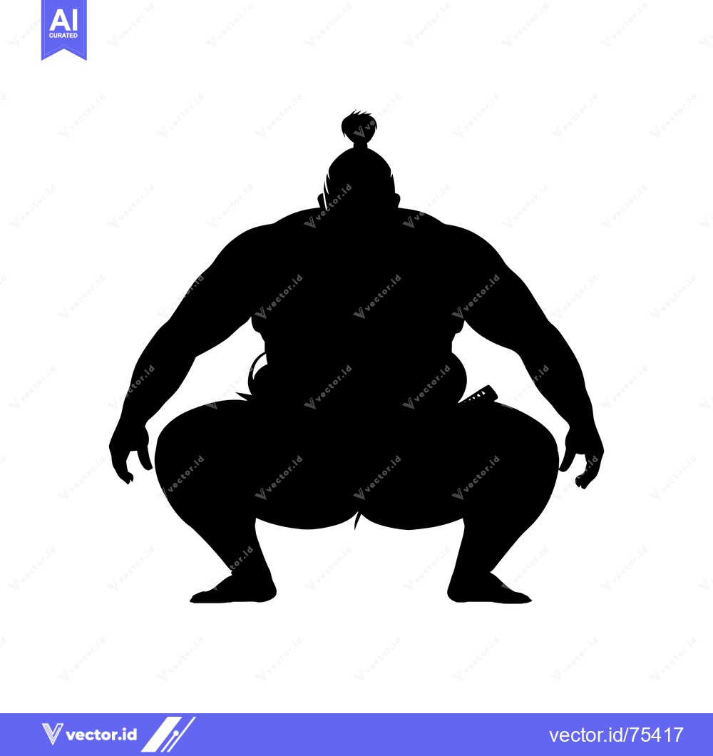 Premium Vector of Silhouette of a Sumo Wrestler in a Fighting Stance
