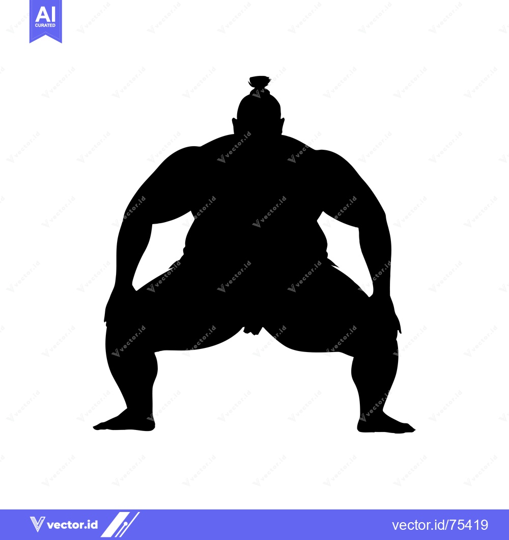 Premium Vector dari Silhouette of a Sumo Wrestler in a Fighting Stance