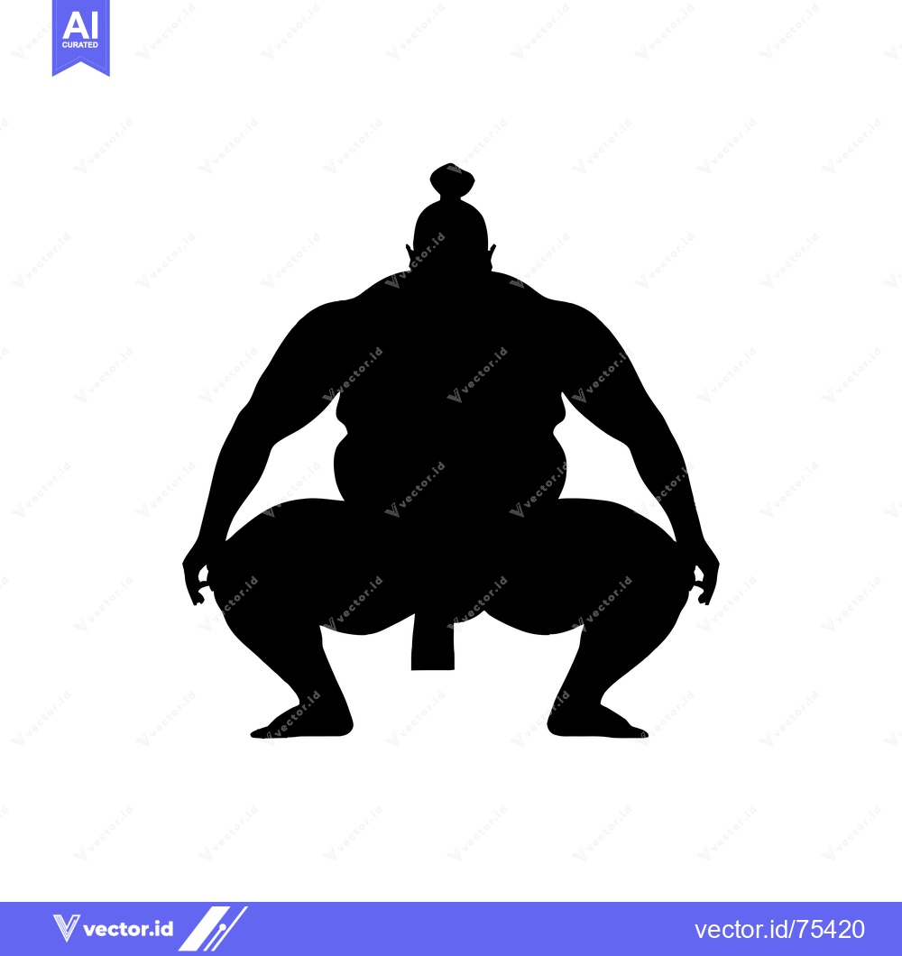 Premium Vector dari Silhouette of a Sumo Wrestler in a Fighting Stance
