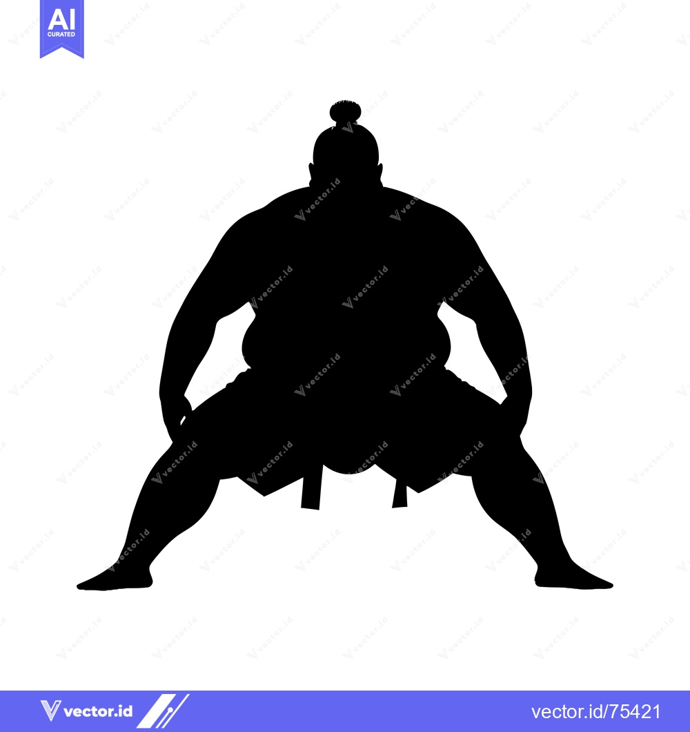 Premium Vector of Silhouette of a Sumo Wrestler in a Fighting Stance