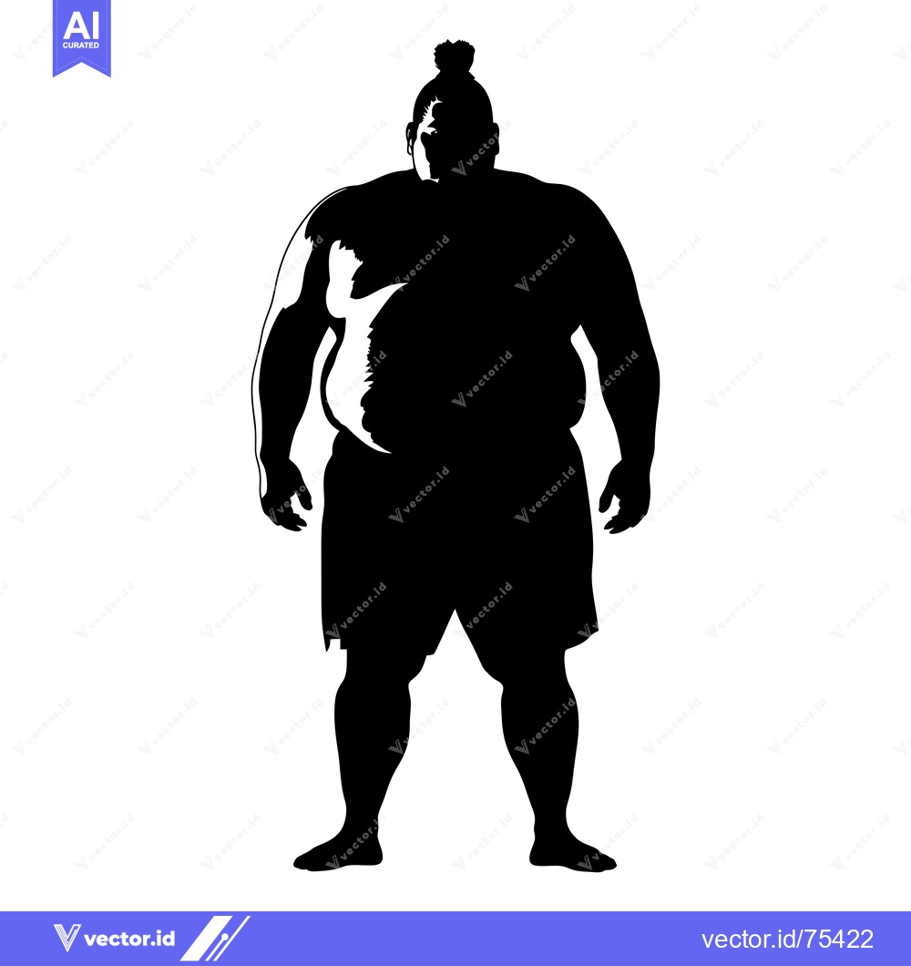 Premium Vector of Silhouette of a sumo wrestler standing in a fighting stance