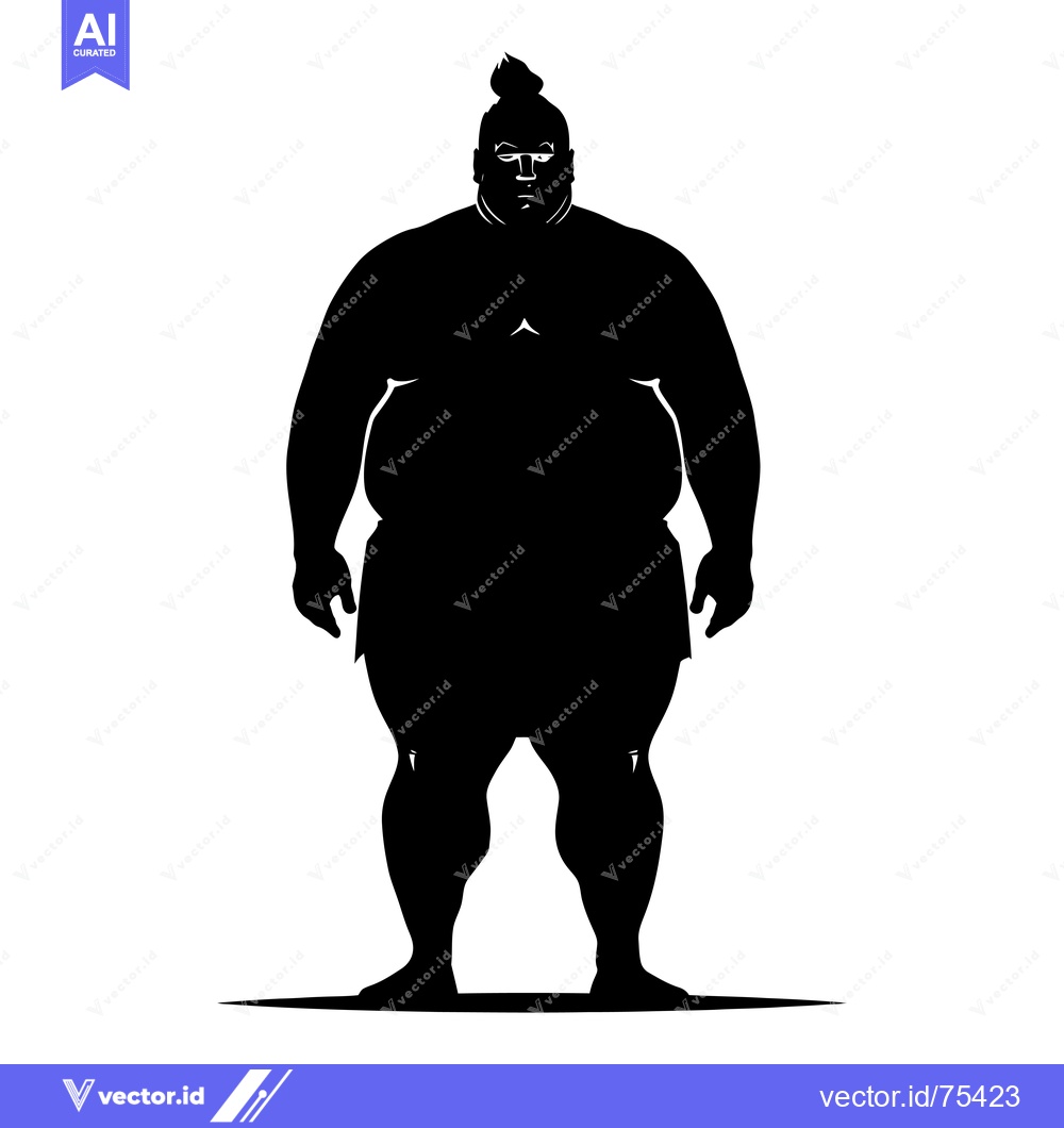 Premium Vector dari Silhouette of a Sumo Wrestler Standing with a Serious Expression
