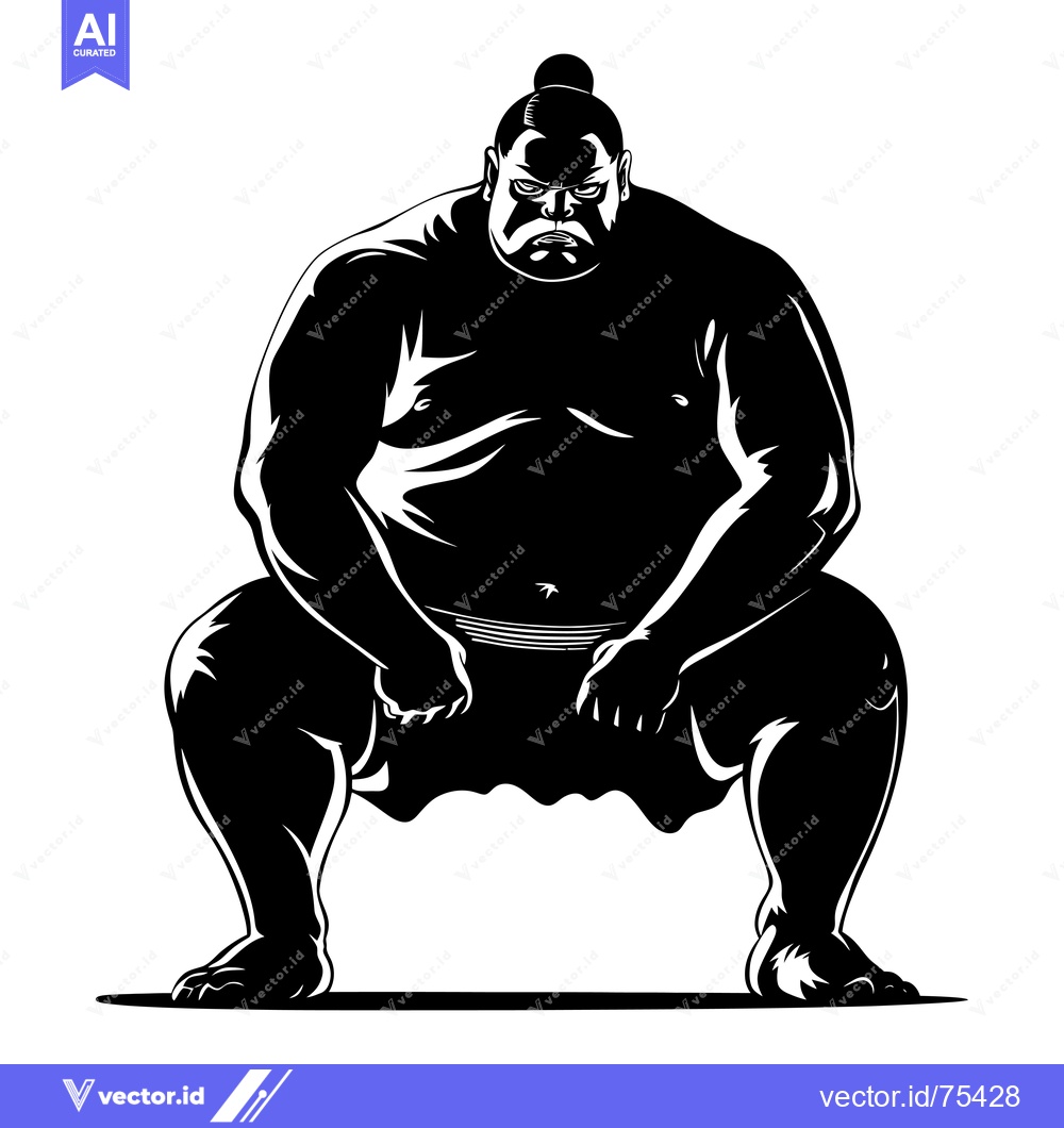 Premium Vector dari Silhouette of a Sumo Wrestler in a Fighting Stance