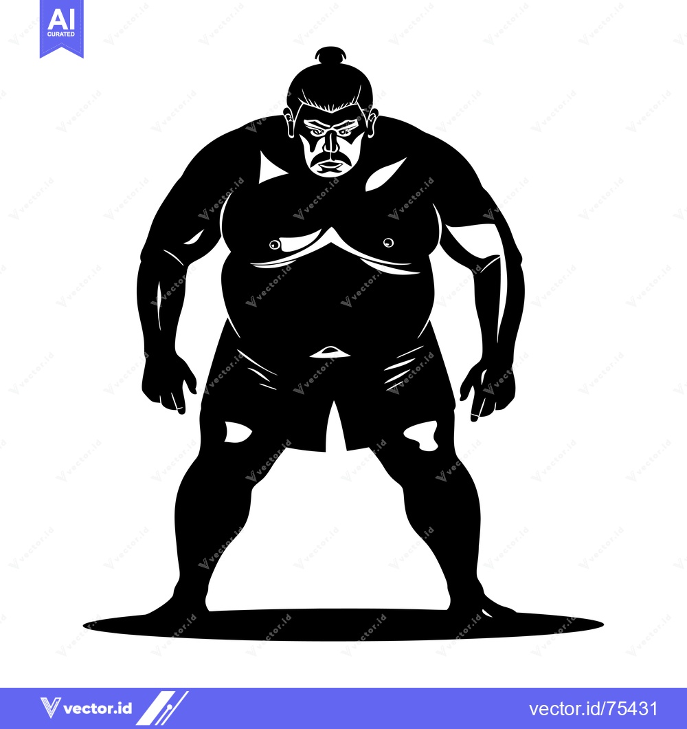 Premium Vector dari Silhouette of a Sumo Wrestler in a Fighting Stance