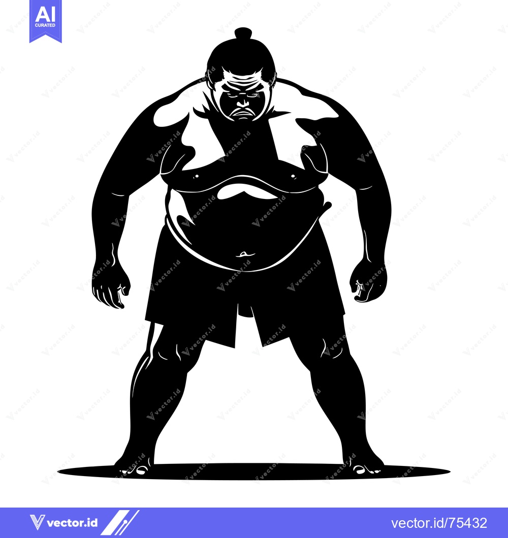Premium Vector dari Silhouette of a Serious Sumo Wrestler in a Fighting Stance