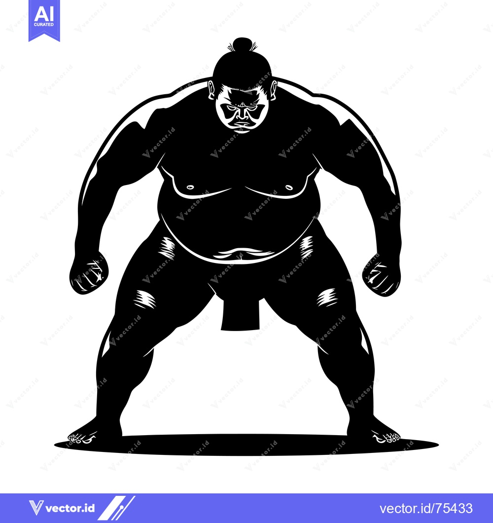 Premium Vector dari Silhouette of a Powerful Sumo Wrestler in a Fighting Stance