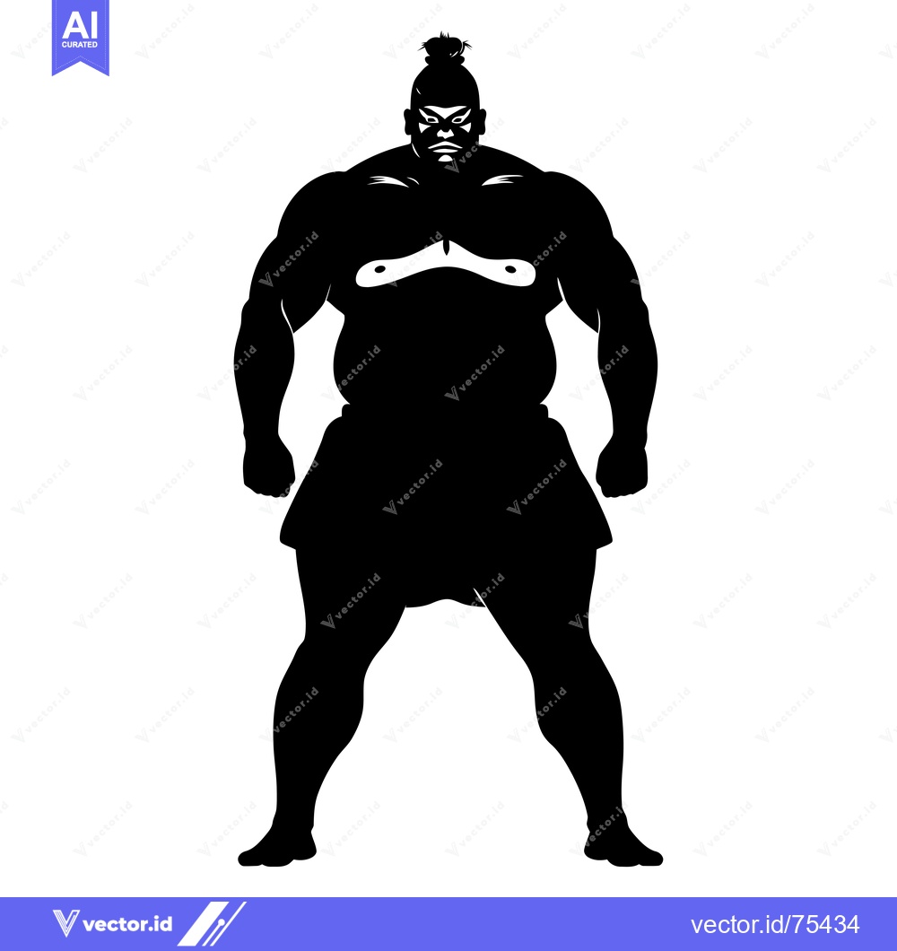 Premium Vector dari Black and White Silhouette of a Sumo Wrestler