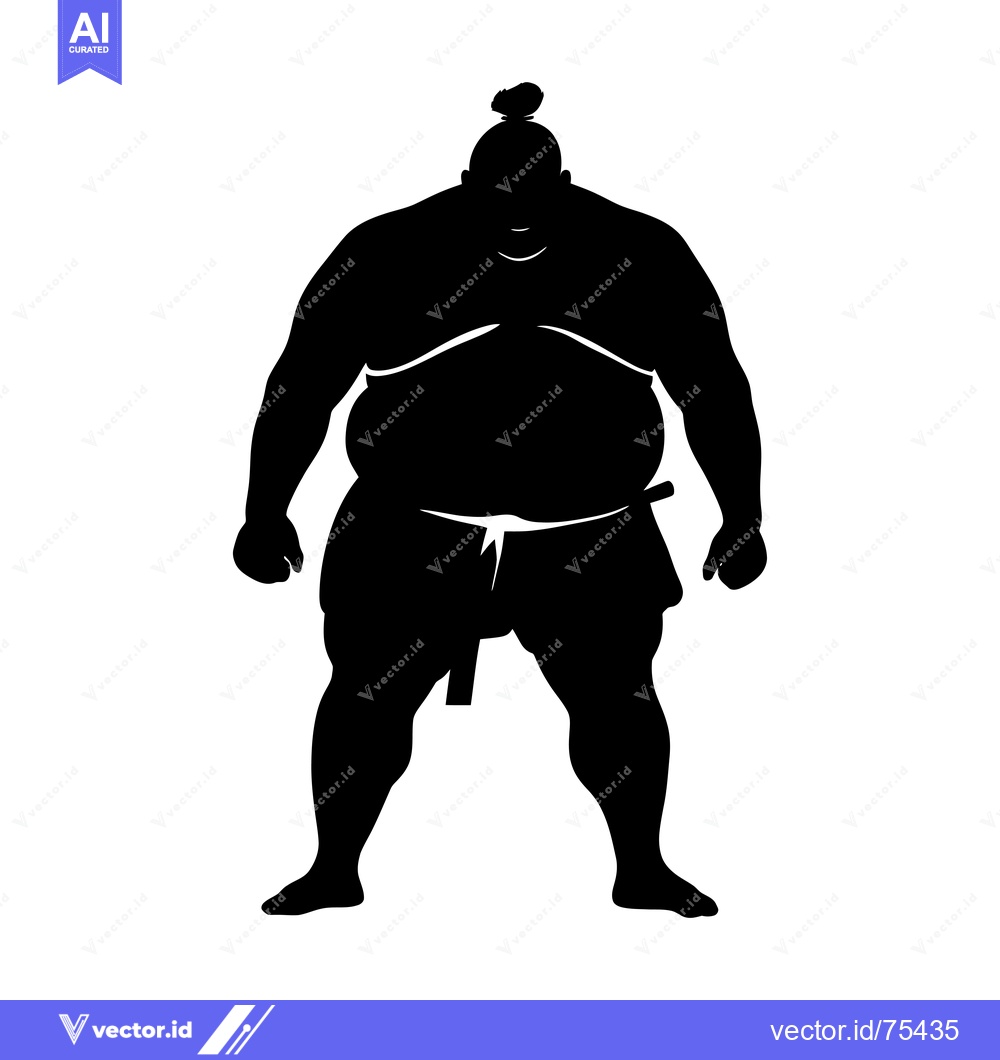 Premium Vector of Black and White Silhouette of a Sumo Wrestler