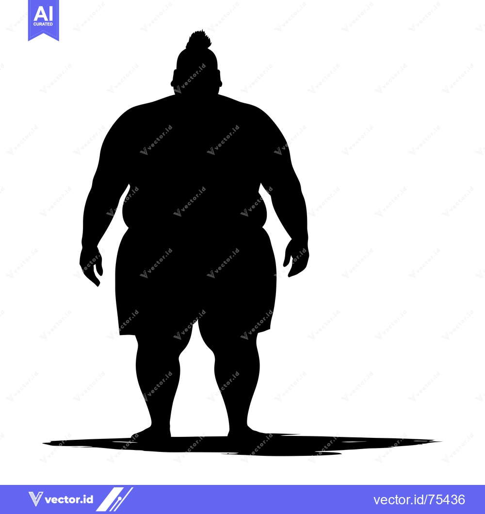 Premium Vector of Silhouette of an Overweight Man with a Spiky Hairstyle