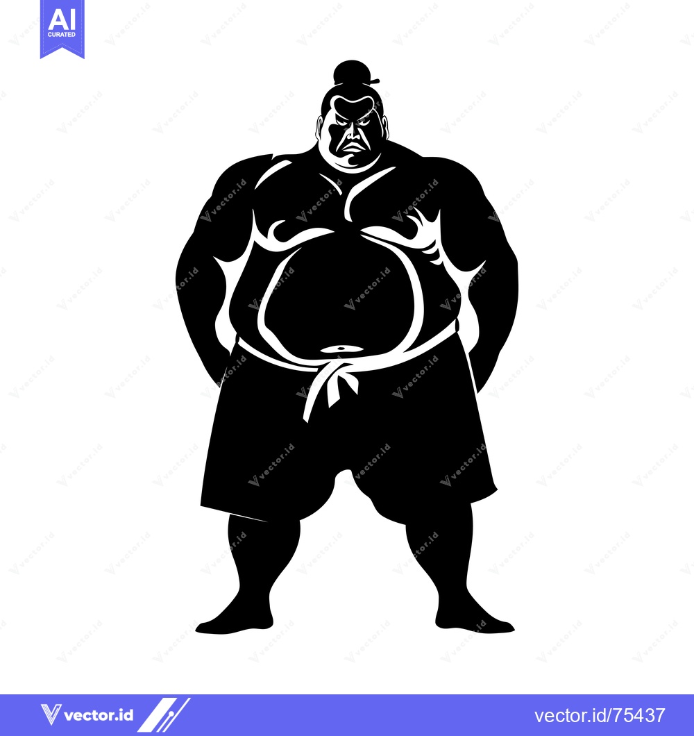 Premium Vector dari Silhouette of a Japanese Sumo Wrestler with a Stern Expression