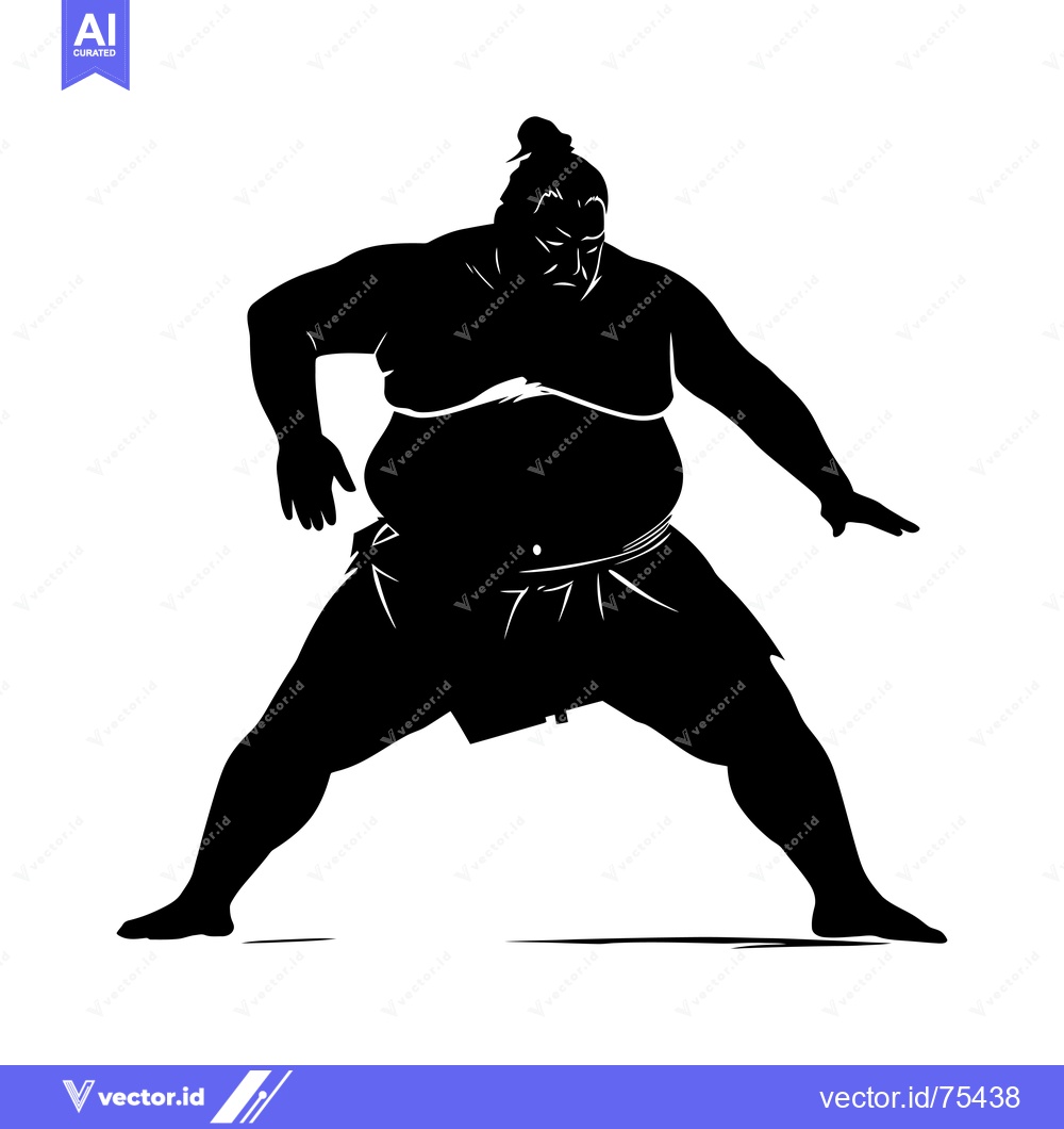 Premium Vector dari Silhouette of a sumo wrestler in a fighting stance