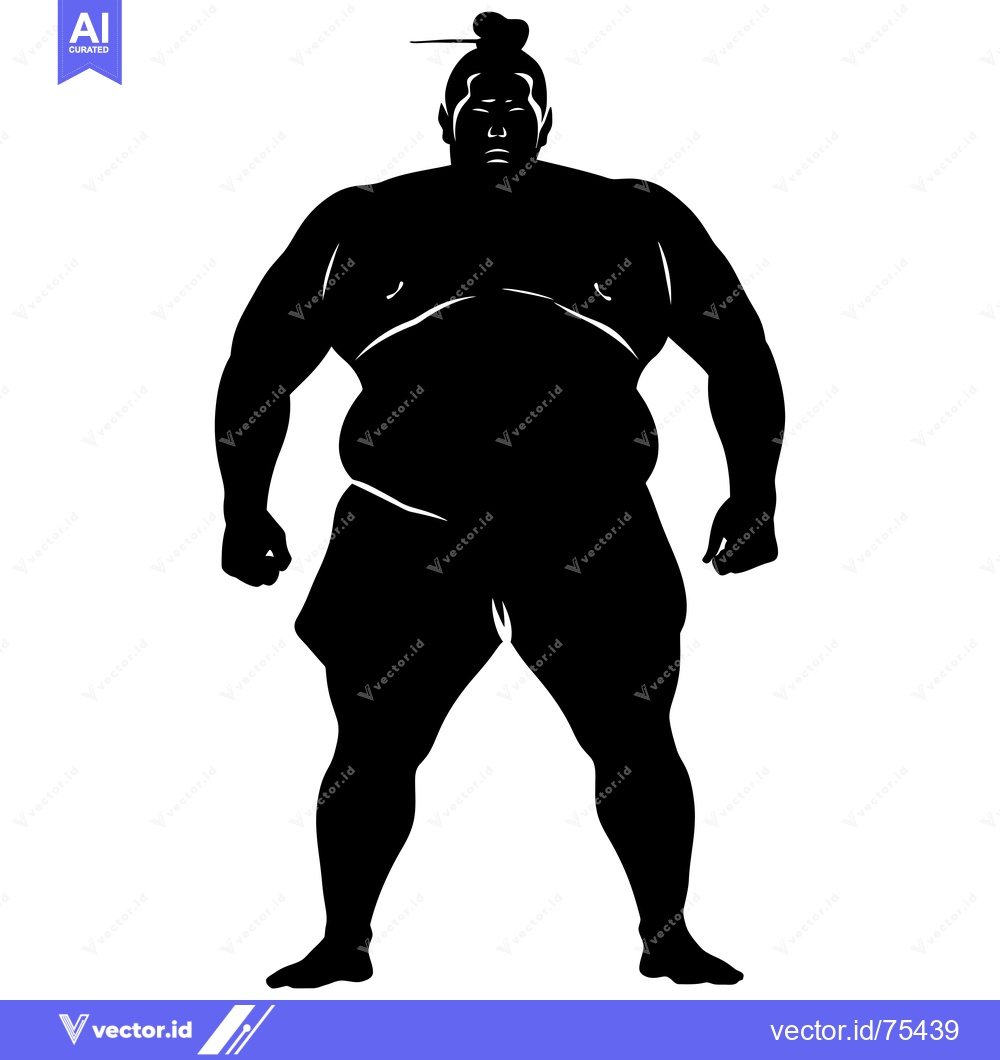 Premium Vector dari Black and White Silhouette of a Sumo Wrestler