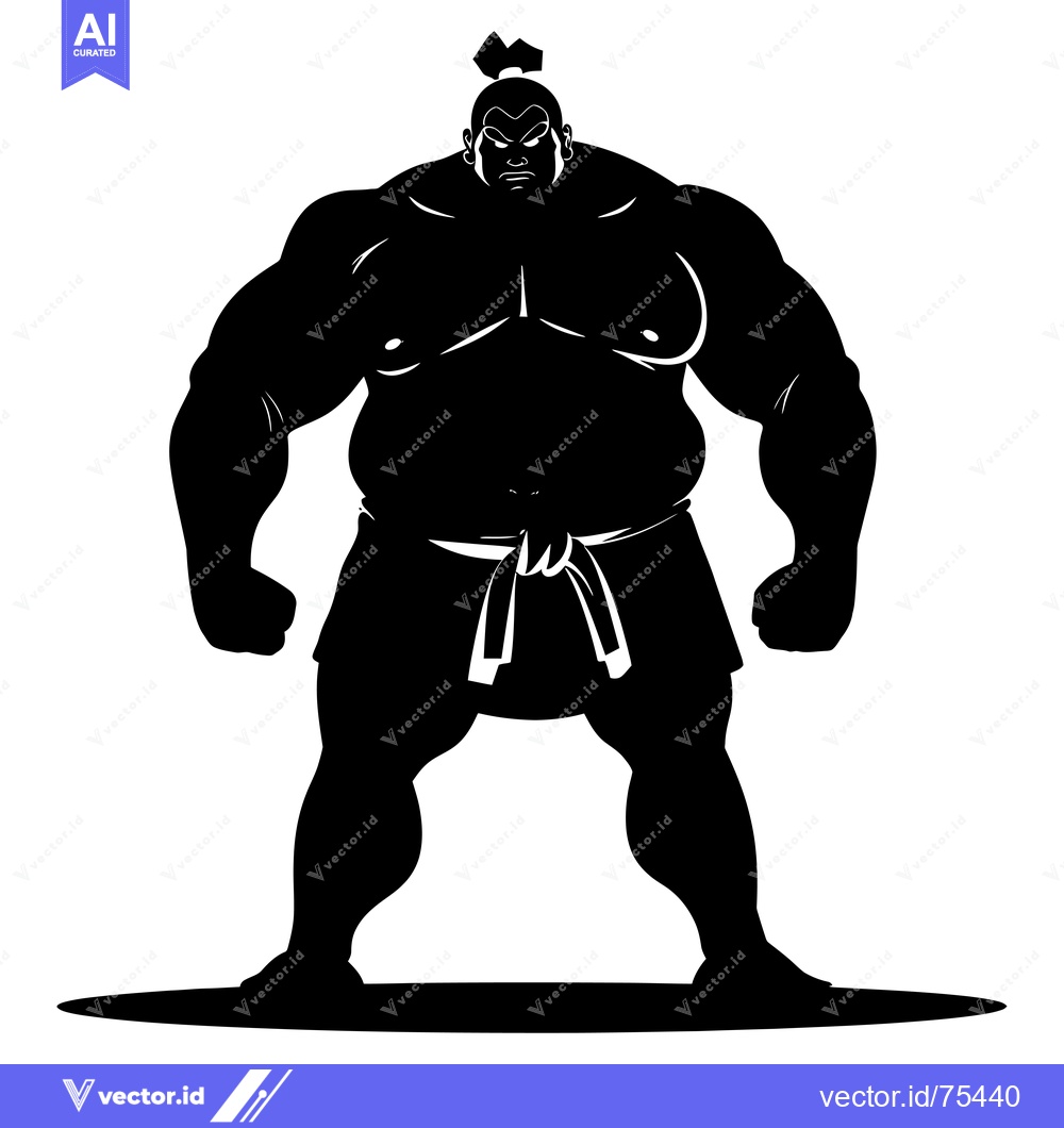 Premium Vector dari Silhouette of a Powerful Sumo Wrestler in a Fighting Stance