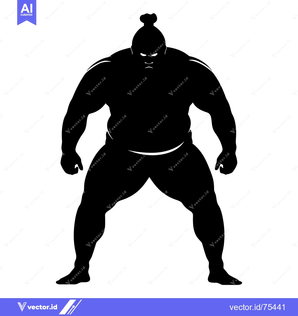 Premium Vector dari Black and White Silhouette of a Sumo Wrestler