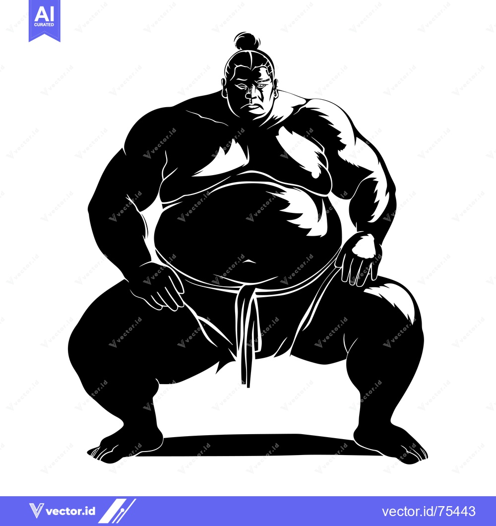 Premium Vector dari Silhouette of a Sumo Wrestler in a Fighting Stance