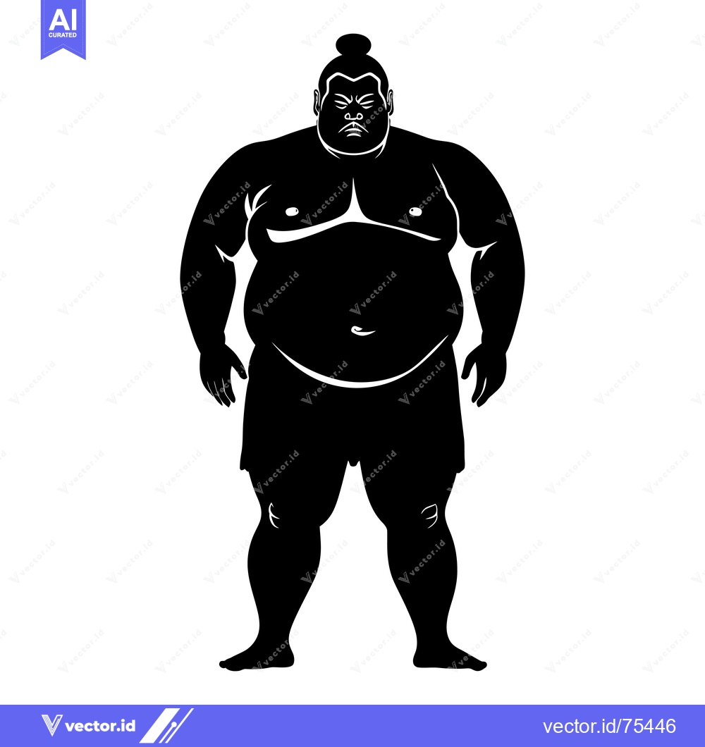 Premium Vector dari Silhouette of a Serious Sumo Wrestler