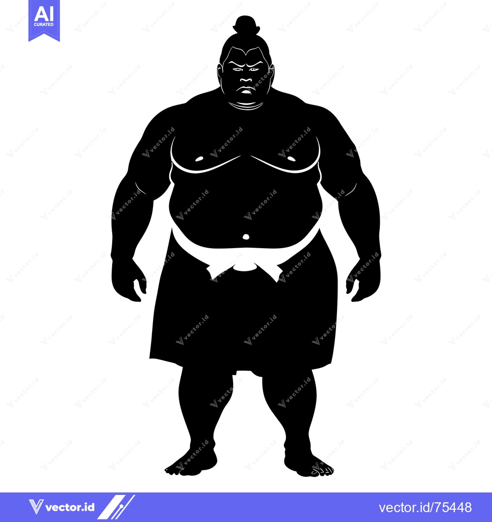 Premium Vector dari Silhouette of a Sumo Wrestler in Traditional Clothing