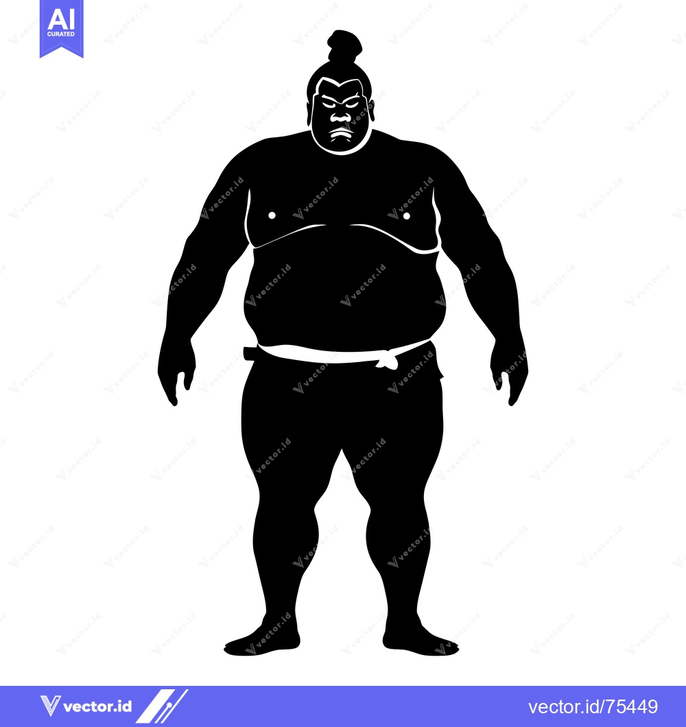 Premium Vector dari Silhouette of a Sumo Wrestler with a Topknot
