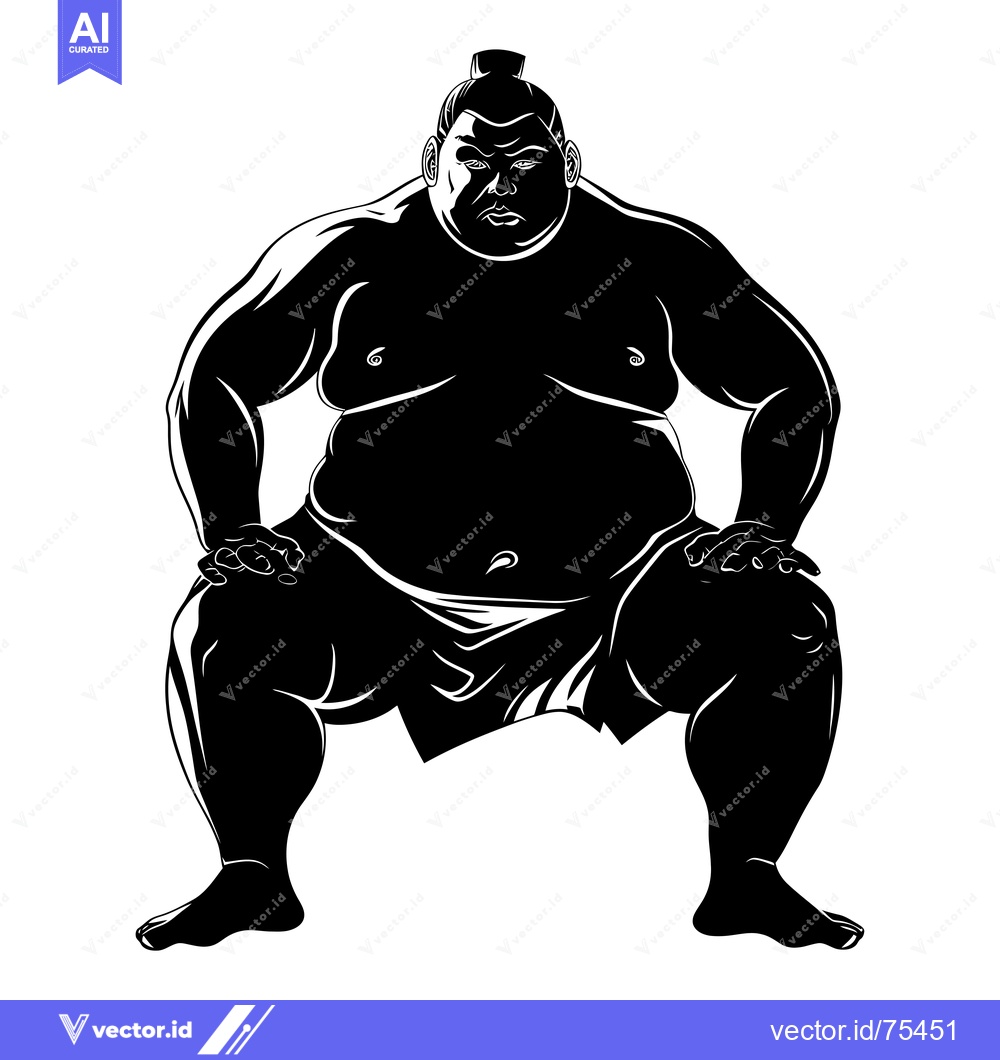 Premium Vector of A Silhouette of a Sumo Wrestler in a Fighting Stance