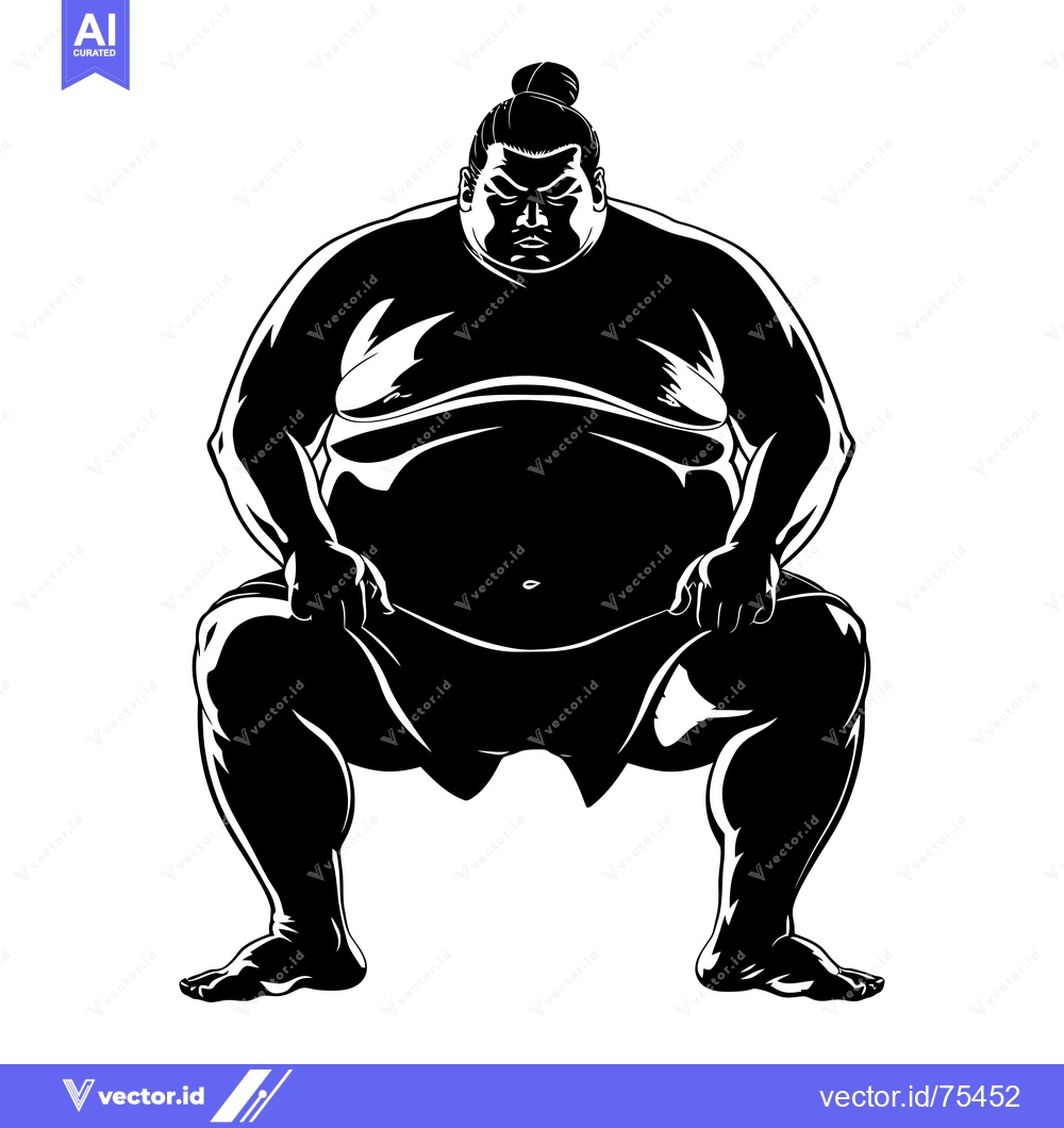 Premium Vector dari Silhouette of a Sumo Wrestler in a Fighting Stance