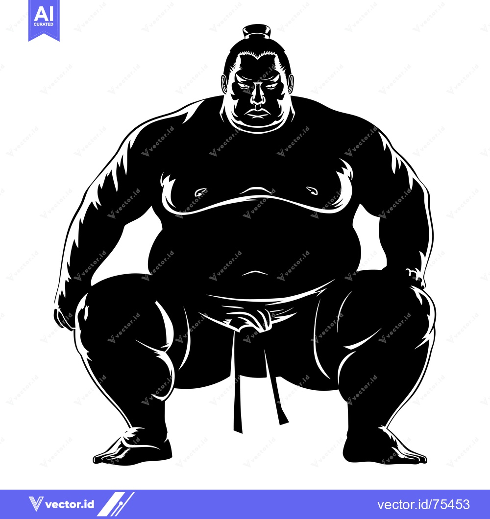 Premium Vector dari Silhouette of a Sumo Wrestler in a Fighting Stance