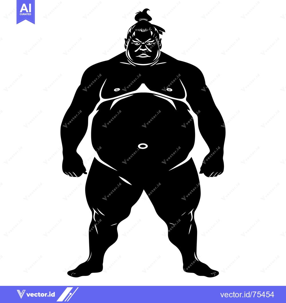 Premium Vector dari Silhouette of a Sumo Wrestler with a Stern Expression