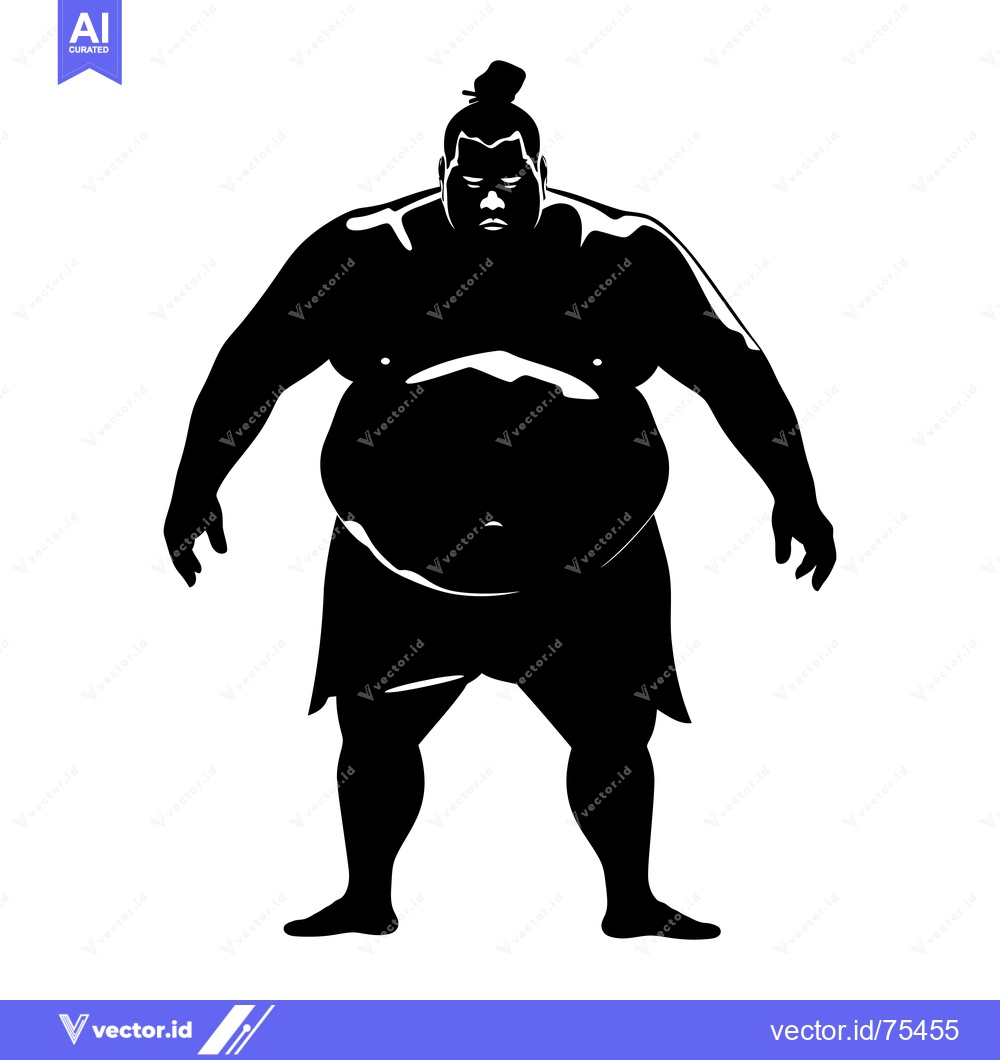Premium Vector dari Silhouette of a sumo wrestler with a stern expression