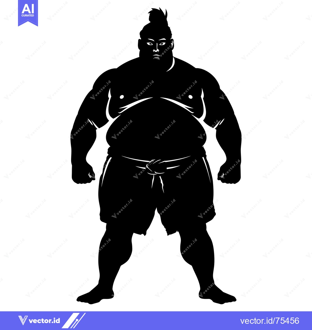 Premium Vector of Silhouette of a Sumo Wrestler with a Topknot