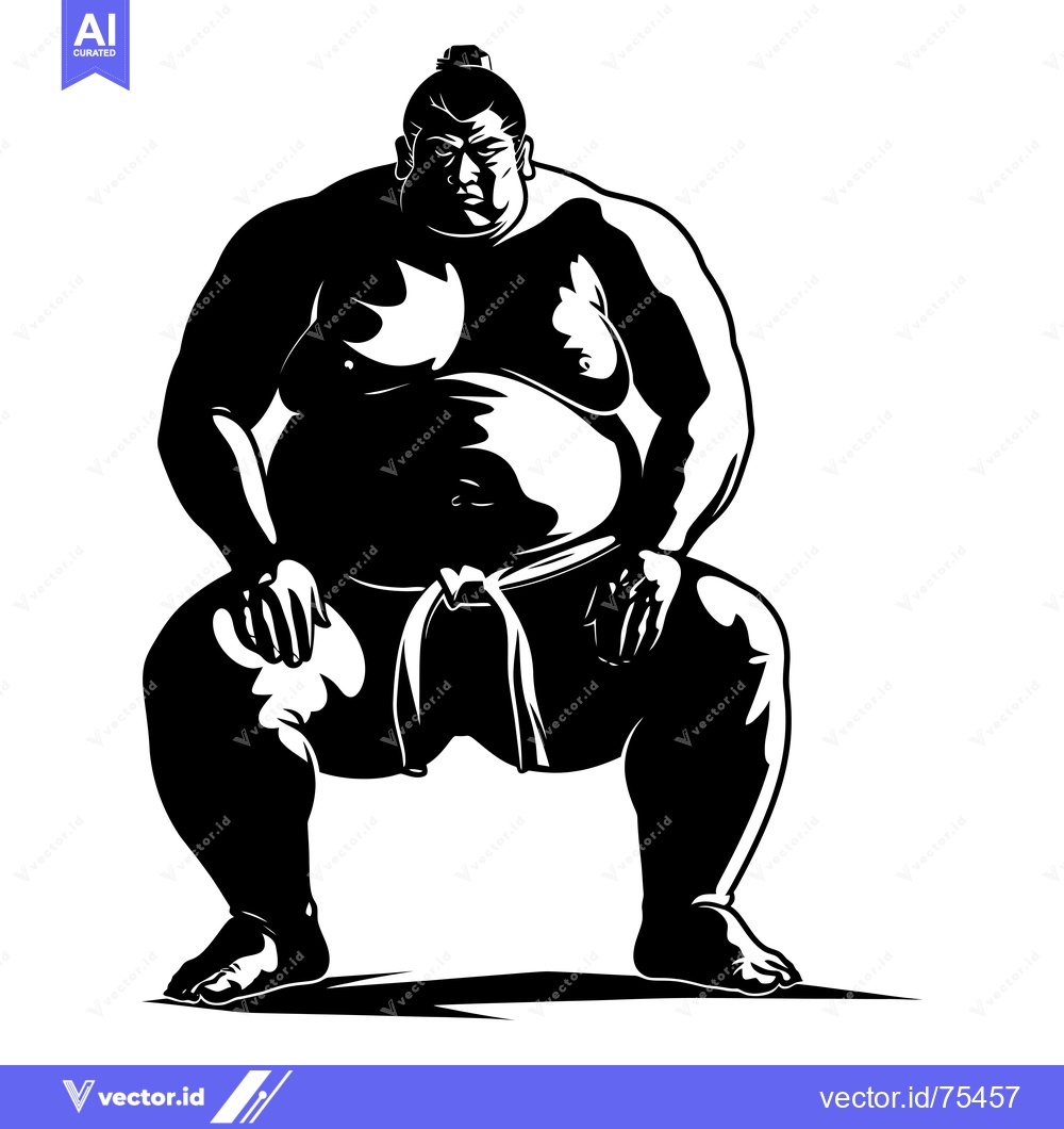 Premium Vector dari A Silhouette of a Sumo Wrestler in a Fighting Stance