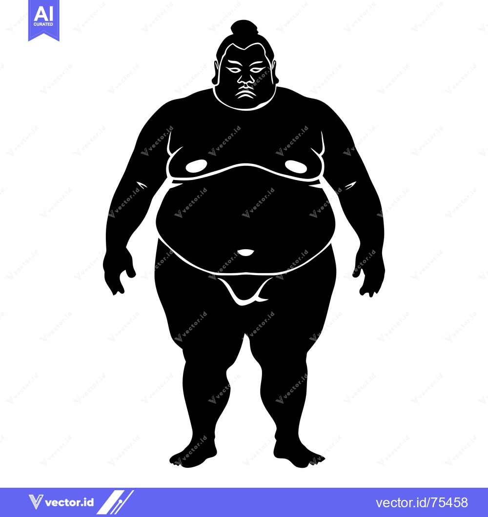 Premium Vector of Silhouette of a Sumo Wrestler in a Fighting Stance