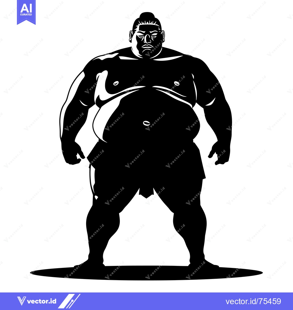 Premium Vector dari Silhouette of a Sumo Wrestler Standing Ready