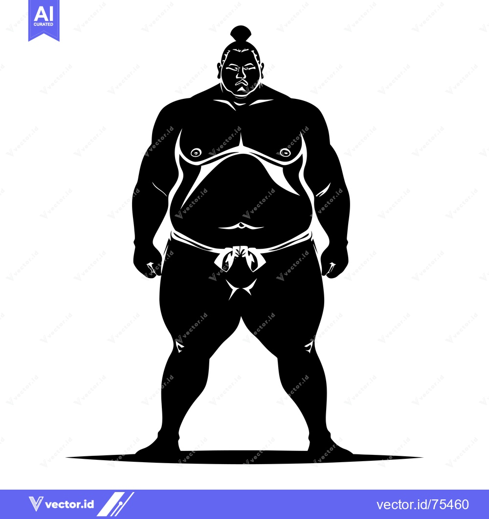 Premium Vector dari Silhouette of a Powerful Sumo Wrestler in Fighting Stance